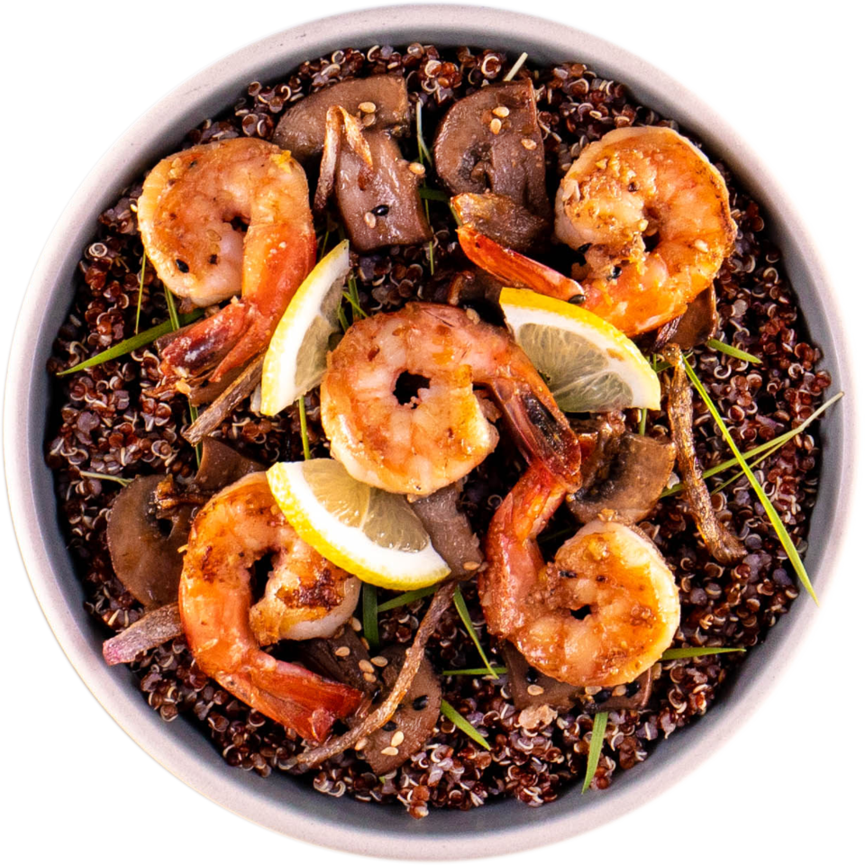 Garlic Shrimp with Mushrooms and Quinoa Innit